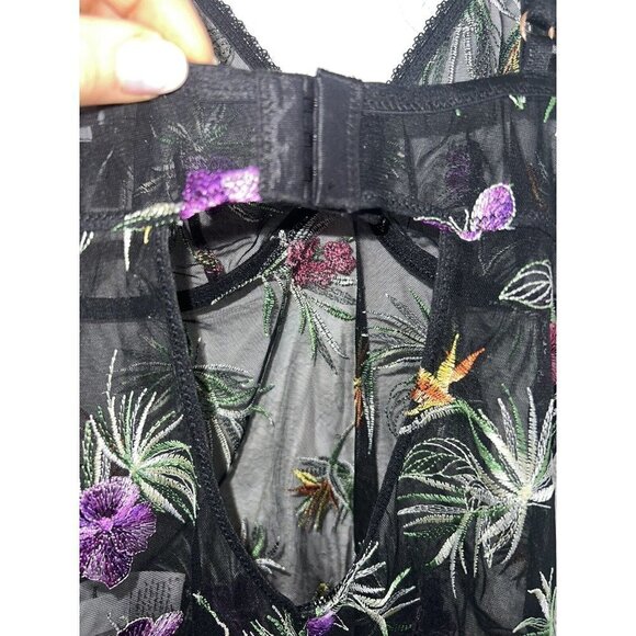 Inc Intimates Bodysuit Lingerie Top Embroidered Floral Butterflies Small NEW 1A - Picture 8 of 12